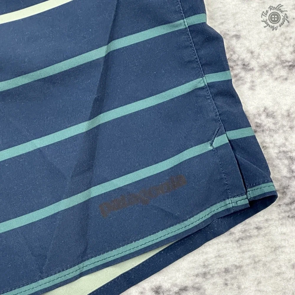 Patagonia‎ Men's Board Shorts 34 Navy Striped Drawstring Surf Swim *READ*